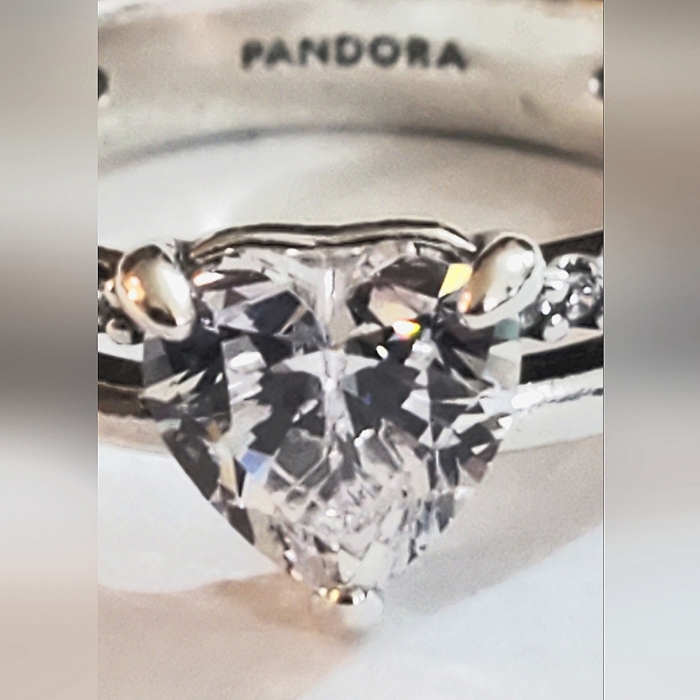 Authentic NEW Pandora Double Band Heart Ring S925ALE CZ - Picture 9 of 10